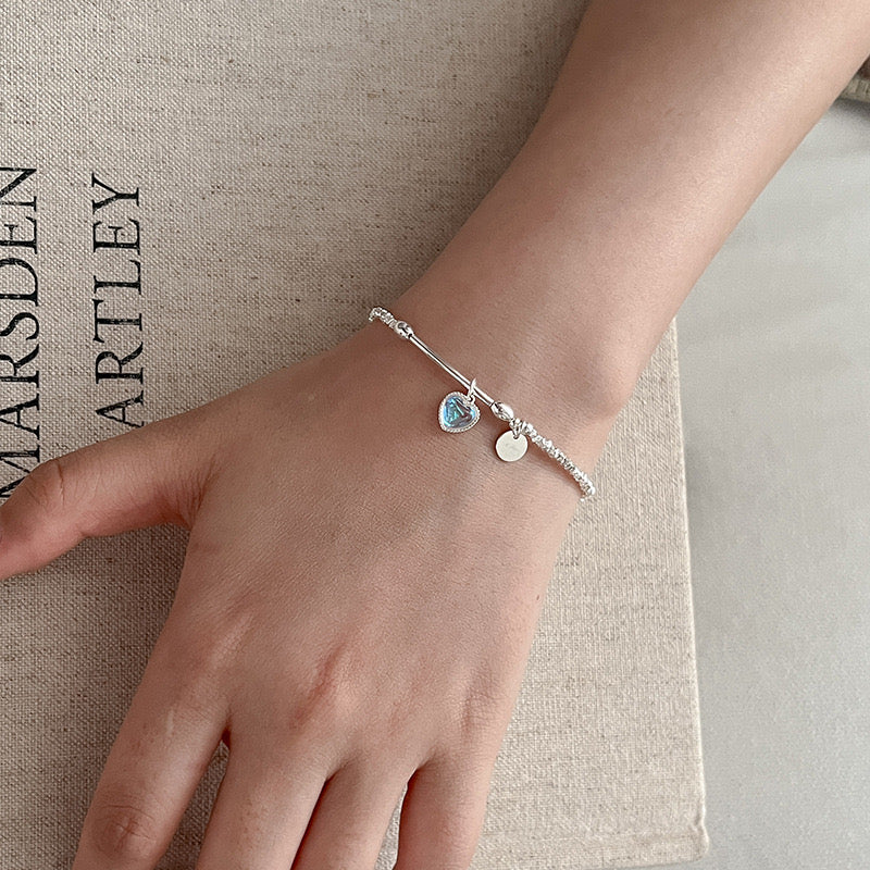 S925 Sterling Silver Love Moonstone Bracelet