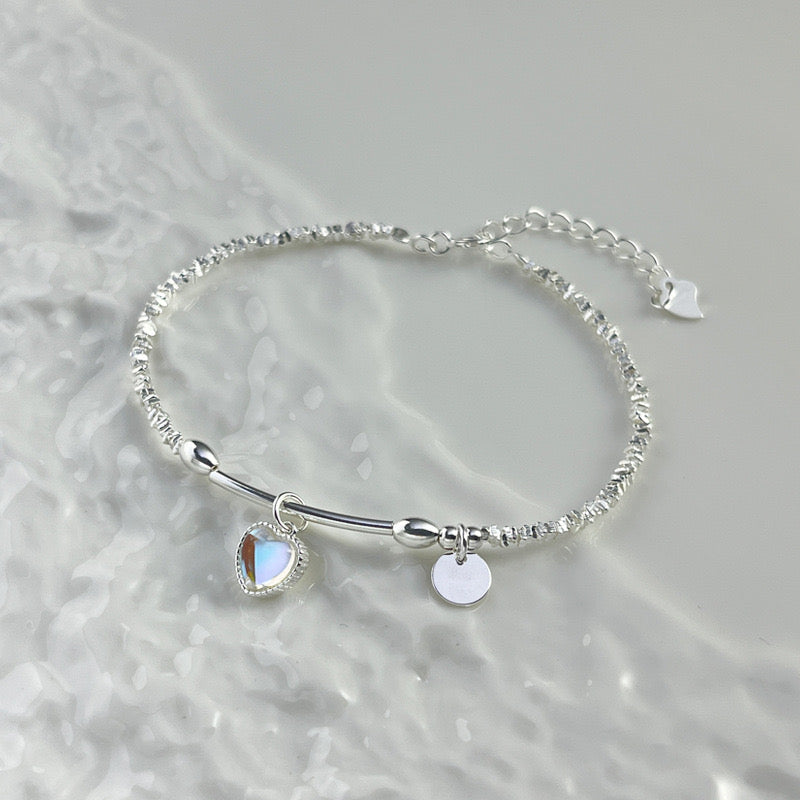 S925 Sterling Silver Love Moonstone Bracelet