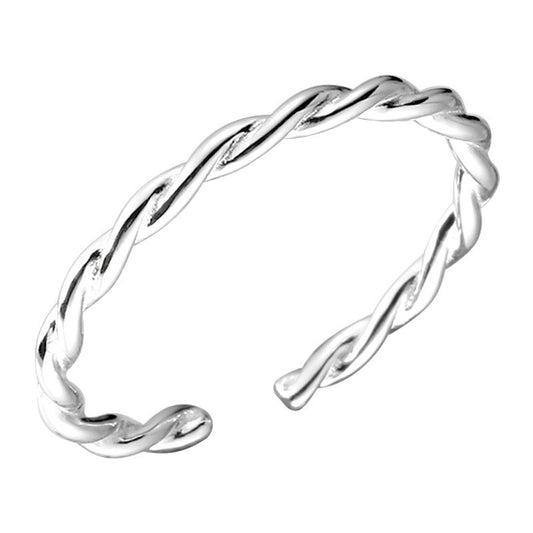 S925 sterling silver twisted rope ring