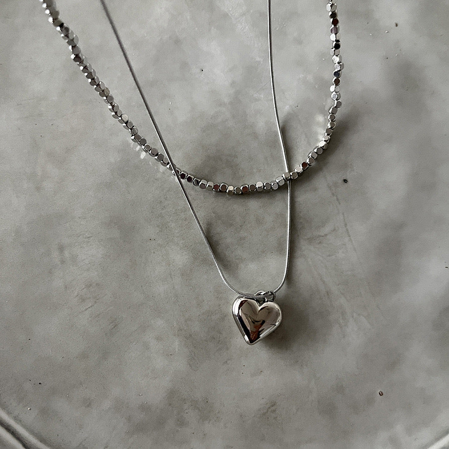 Love Crushed Silver Chain Set