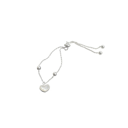 S925 Sterling Silver Heart White Mother-of-pearl Bracelet