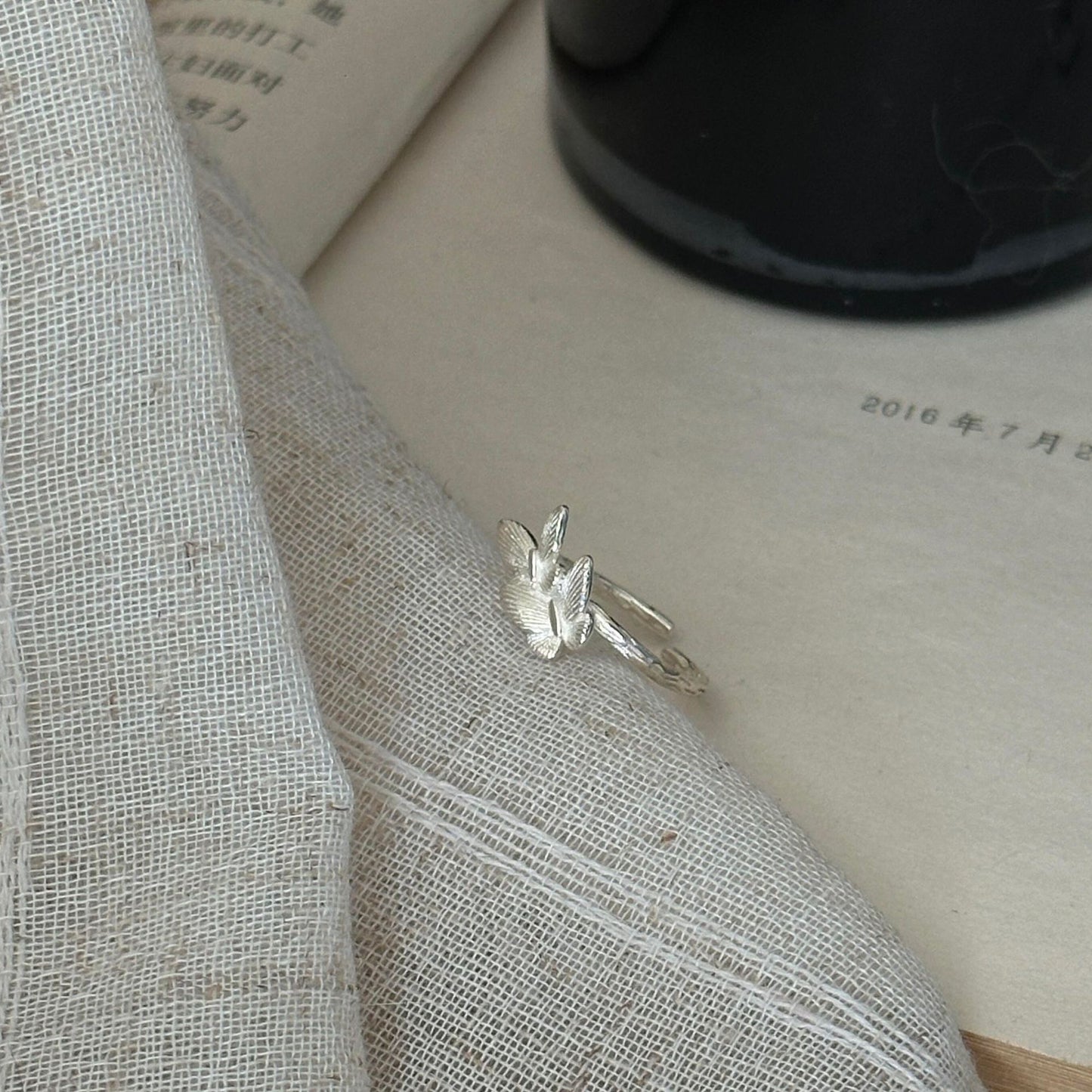 S925 Sterling Silver Double Butterfly Ring