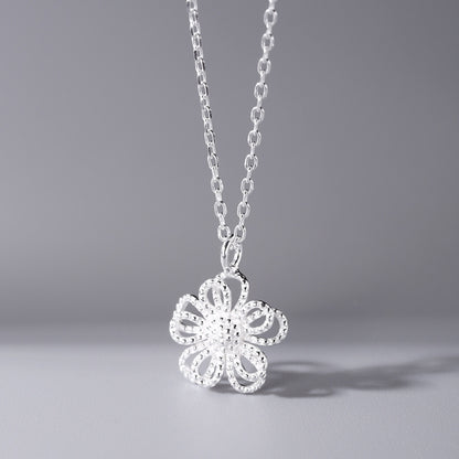 S925 Sterling Silver Irregular Flower Necklace