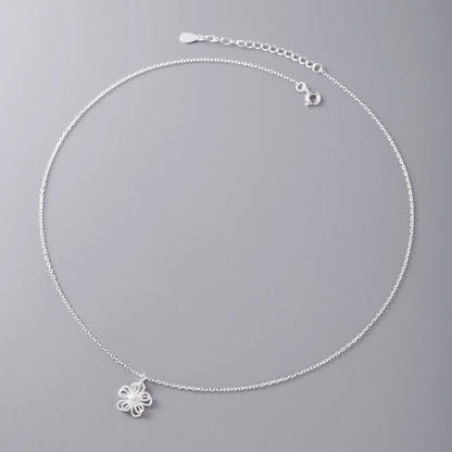 S925 Sterling Silver Irregular Flower Necklace