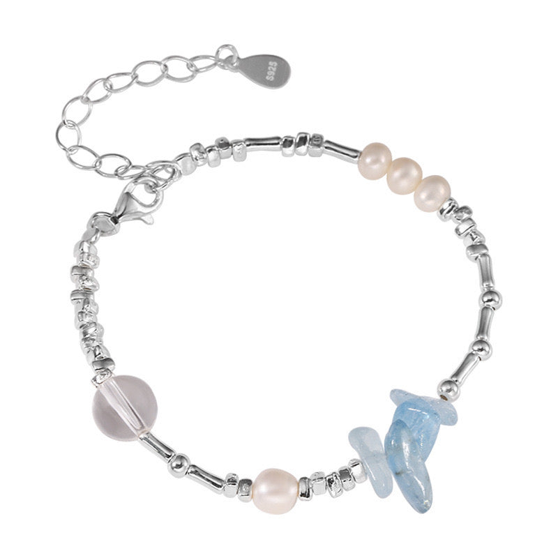 S925 Sterling Silver Aquamarine Bracelet